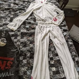 White tracksuit Victoria Secret Pink brand.